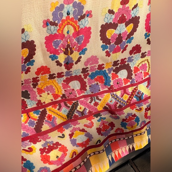 Anthropologie TANVI KEDIA S Caltha Swing DressYellow Red Beaded Boho - Picture 8 of 11